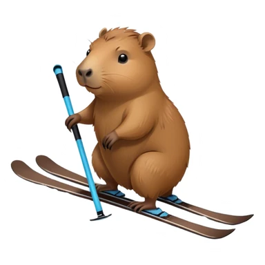 Capybara sad while skiing in the snow sticker