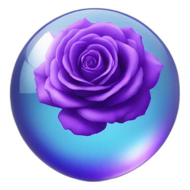 Violet rose in a blue shiny glass sphere  sticker