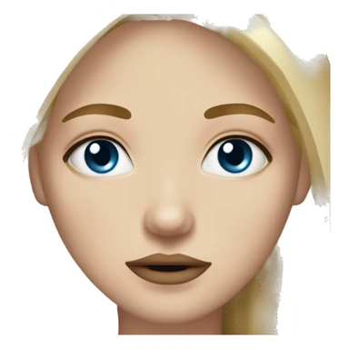 Dirty blonde girl with grown out brown roots black eye bags tired small blue eyes pale skin thin lips small nose straight hair  sticker
