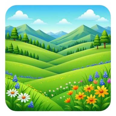 lush green meadow with wildflowers, no mountains in the background sticker