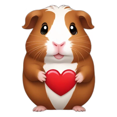 brown guinea pig holding a heart sticker