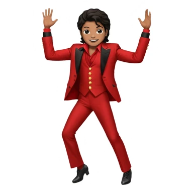 Maichel jackon bailando con un traje rojo y negro con pose en mano en los huevos sticker