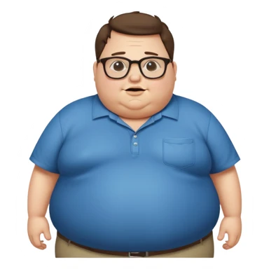 Hombre nerd obeso mórbido con la barriga saliendo de la camisa sticker