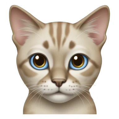 Thai breed cat with a light cream-brown body, dark gray nose and face, ears, and paws. sharp ears, and striking light blue eyes  sticker
