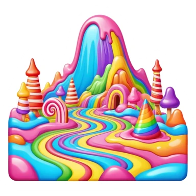 surreal melting neon rainbow candy land landscape sticker