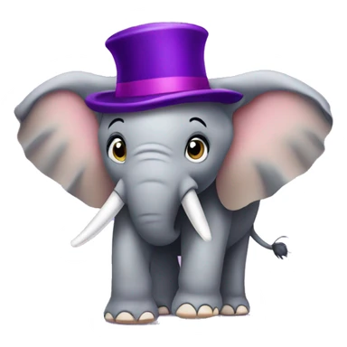 Elephant with a purple hat sticker