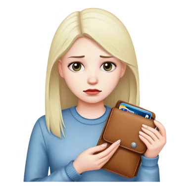 Sad woman with empty wallet sticker