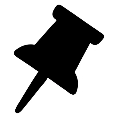 Pushpin icon, black filled, urban theme, slanted to the right sticker