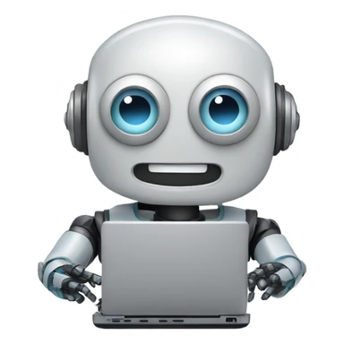 friendly happy robot on computer sticker