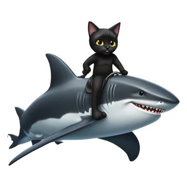 black cat riding shark  sticker