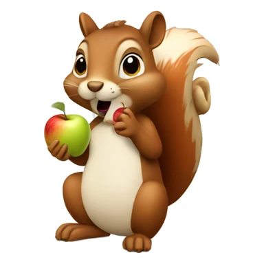Squirrel eating an apple sticker
