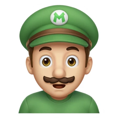 Luigi from Mario, pregnant, surprised expression, Discord emoji style sticker