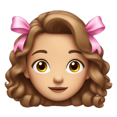 A cute young woman with long brown hair and many small pink bows an sparkles around her sticker