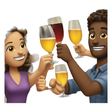 a group of friends toasting sticker