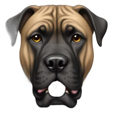 Full black presa canario dog cropped ears sticker