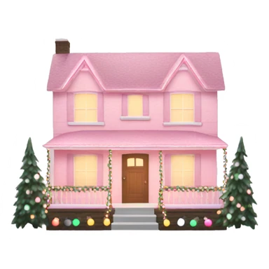 Light pink House with Christmas lights  sticker