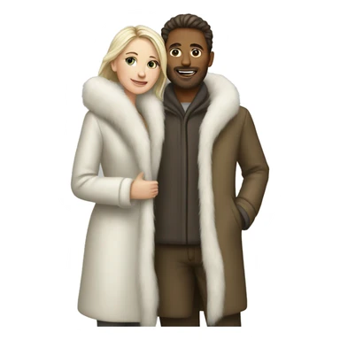White couple in long fur coats sticker