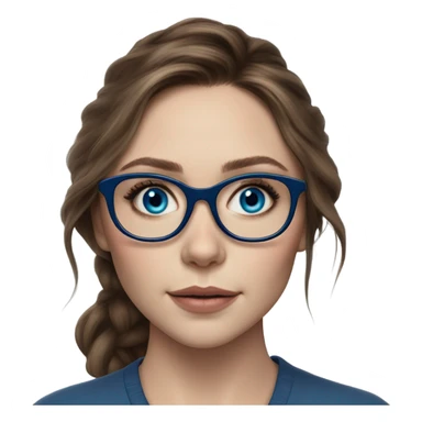 Hyper Realistic Elizabeth Olsen brunette blue eyes wearing glasses  sticker
