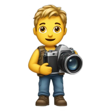 drawn little men holding a camera in his hands sticker