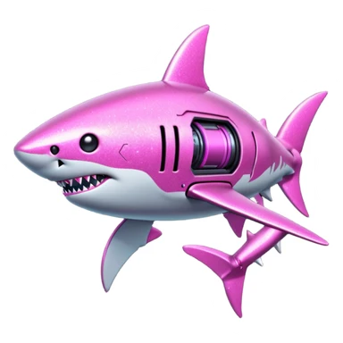 glitter mech shark pink cyberpunk sticker