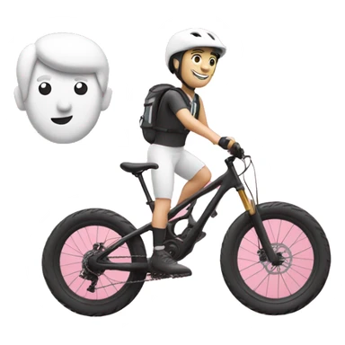 mountain biker with white skin, on pink bike with thumb up sticker