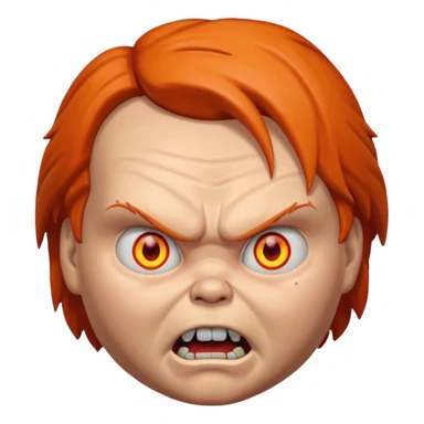 Tête de chucky énerver avec les yeux orange sticker