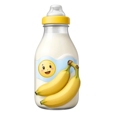 baby Milk bottle with banana tag sticker