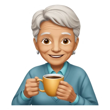 elderly with coffee sticker