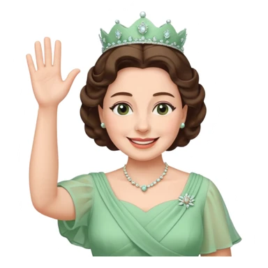 Queen Elizabeth waves in pastel green clothes sticker