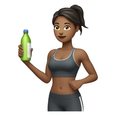 create a woman in gym clothes holding a bottle in her hand sticker