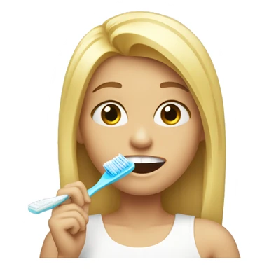 suprised blond girl with a toothbrush sticker
