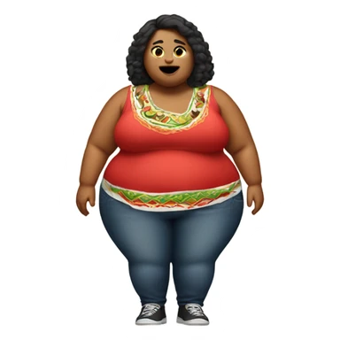 Fat girl with Mexican food  sticker