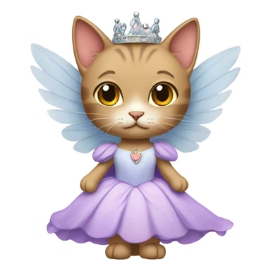 cat wearing a princess dress with fair wings sticker