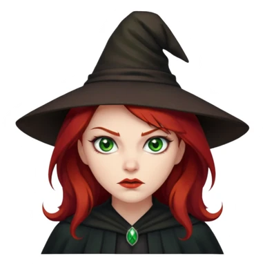 Dark blood Red haired witch. Green eyes annoyed. Sexy attitude. sticker