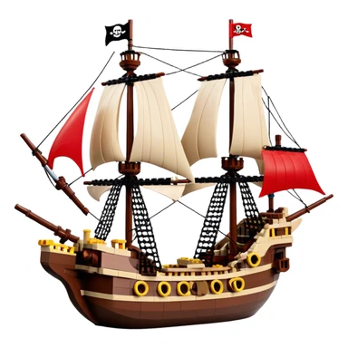 Pirate Ship (Toy) - Lego Pirate Ship (Model Year: 2021) (Iconic colour: Brown with red sails) sticker