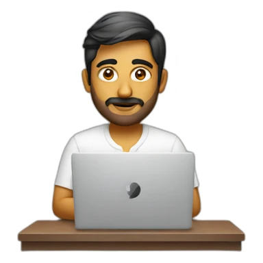 indian cool designer working on laptop sticker