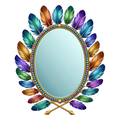 Mirror with real feathers frame sticker