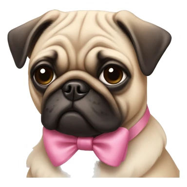 Pug with a pink bow on its ear sticker