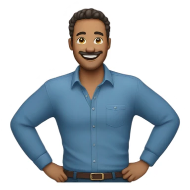emoji of a man holding his stomach while laughing wearing full sleeve blue shirt sticker