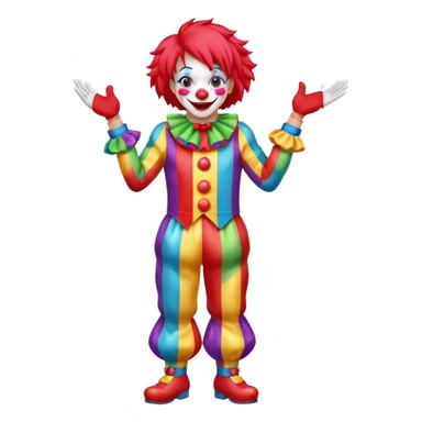 Clown – Bright makeup, red nose, colorful wig, exaggerated smile, full body sticker
