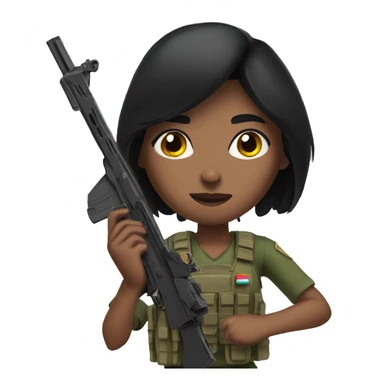 girl with black hair from st lucia playing warzone with gun in hand shooting animation sticker