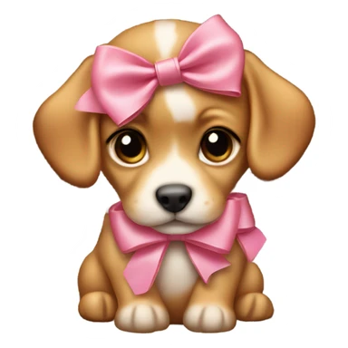Cute puppy with pink bow on head in a Louis Vuitton bag sticker