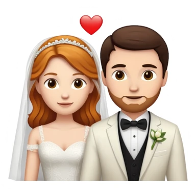 wedding couple with white man with dark brown hair and white woman with light ginger hair sticker