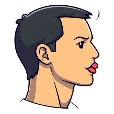 clear side profile of a man sticking his tongue out, complete side view showing the side of face sticker