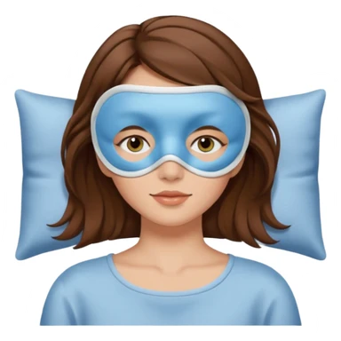 woman with a sleep eye mask and brown hair, no pillow sticker
