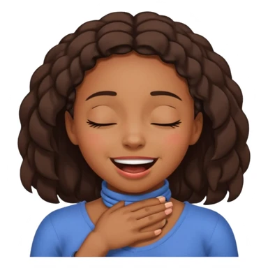 Black girl smiling eyes closed while choking herself on her neck  sticker