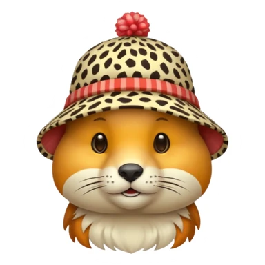 animal wearing patterned hat  sticker