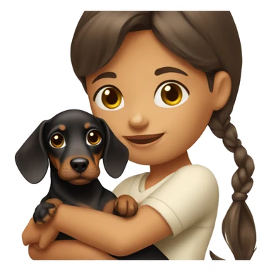 Brunette girl with dachshund puppy sticker