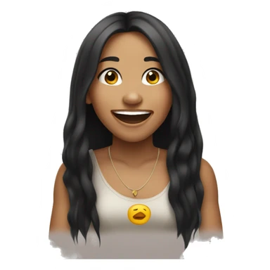 laughing lightskin girl with long black hair sticker