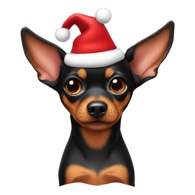Miniature pinscher with Santa outfit on sticker
